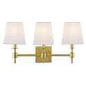 SAFAVIEH Lighting - Clelia 3-Light 21.2-Inch Wall Sconce - Brass - Fabric Shade - Modern 3-Light Design - Ideal for Vanity, Hallway, Bedroom, Bathroom