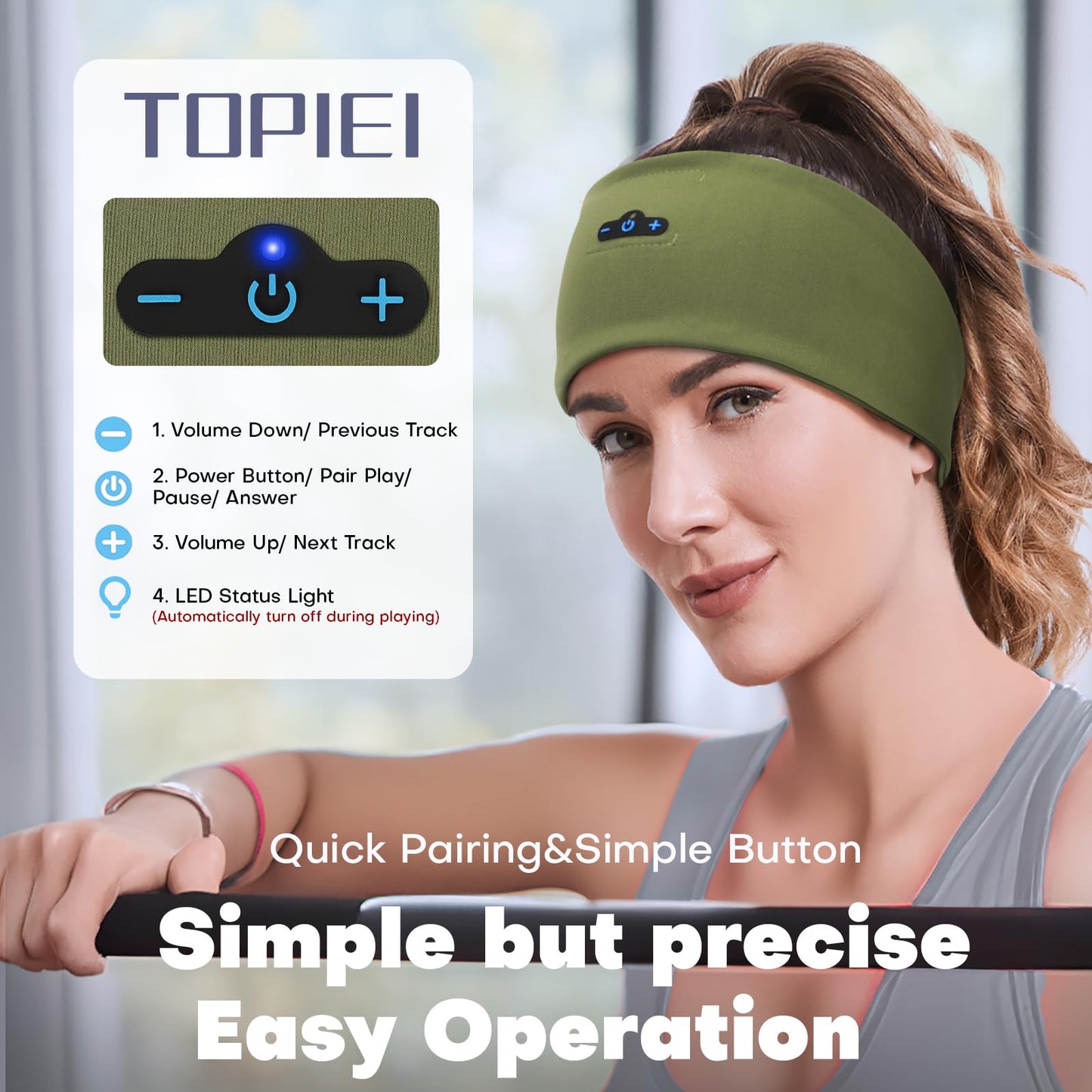 TOPIEI Sleep Headphones Bluetooth Headband for Side Sleeper, 17 Hour Playtime, Wireless Headband Headphones with HD Stereo Speakers…