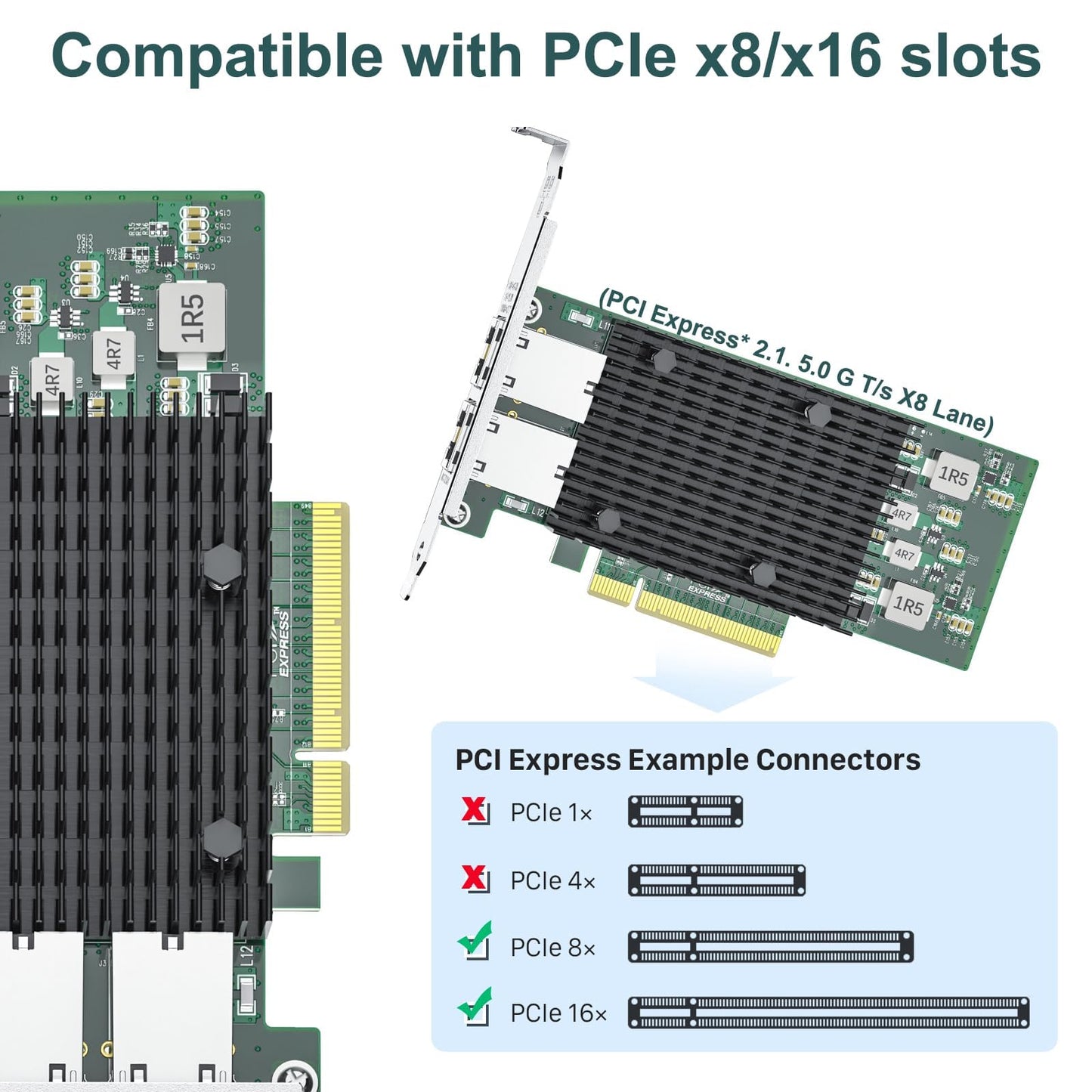 ipolex 10Gb Network Card Intel X540-T2 PCIE NIC Ethernet Card, Dual RJ45 Port, Intel X540-BT2 Controller, 10G Converged Network LAN Adapter, Support