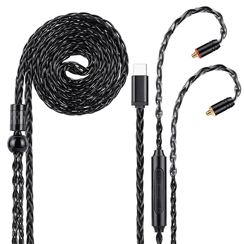 UNCLE LIGHT USB-C to Dual MMCX IEM Balance Earbud Cable, 8-Core OCC Silver-Plated HiFi Earphone Cable, Ultra-Flexible Digital Audio Upgrade…