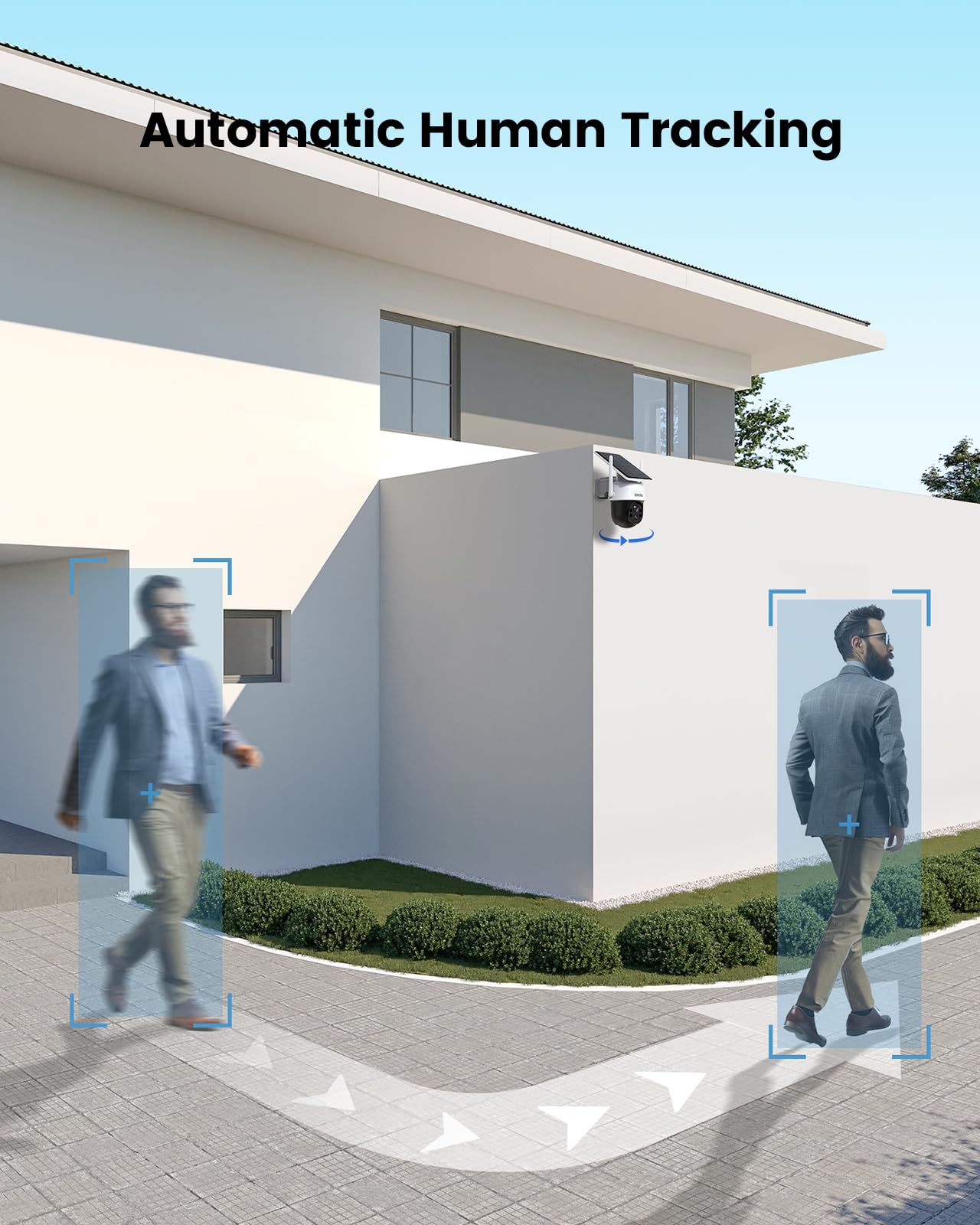 AOSU Solar Camera Security Outdoor - 100% Wire-Free Security Cameras Wireless Outdoor for Home Surveillance with Fixed Solar Panel, 360° Panoramic