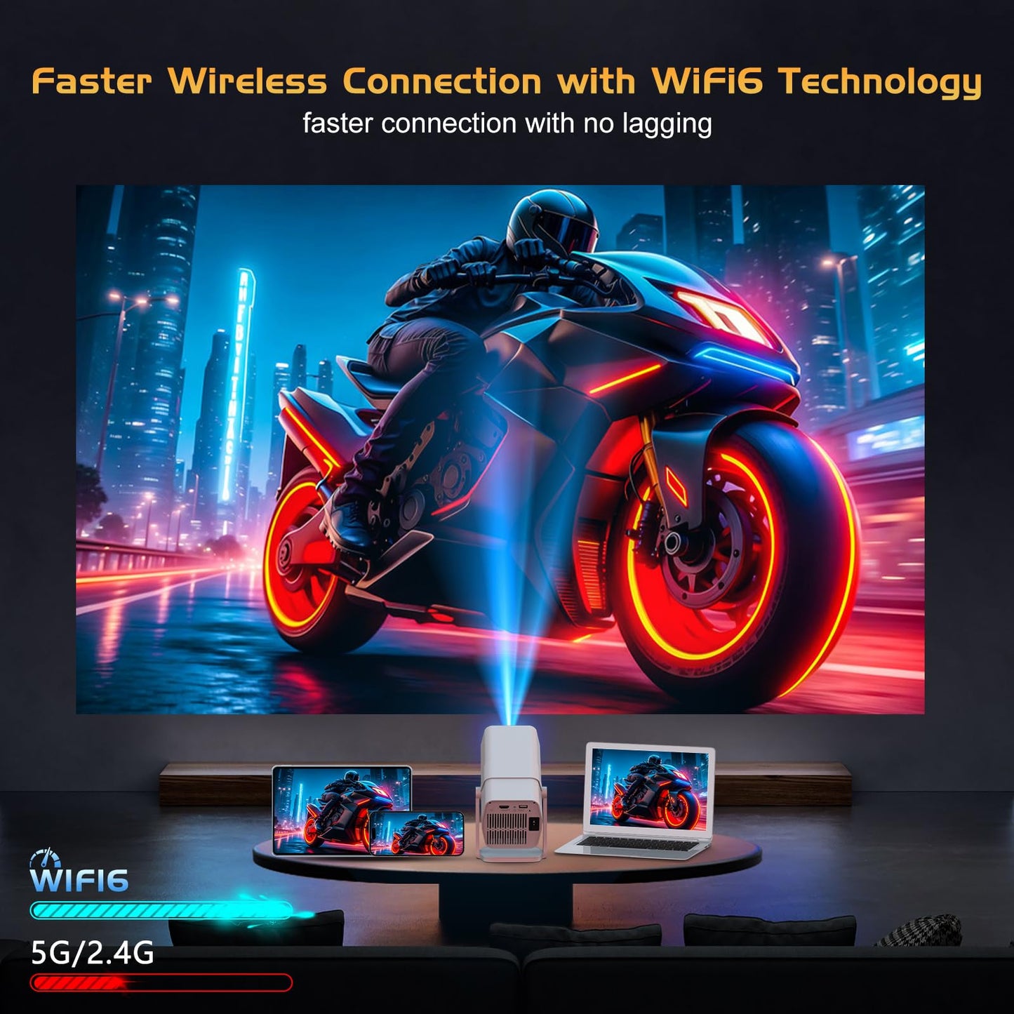 ?Netflix Officially Licensed?TMY Projector with Built in Apps, 1080P Movie Projector with WiFi and Bluetooth, Electric Focus & Auto Keystone, 270°