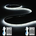 XINGZHI Battery Powered COB LED Strip Lights,3.28ft*2pack White LED Light Strip for Dorm Room, Under Bed, Shelves, TV Backlight, Closet, Small