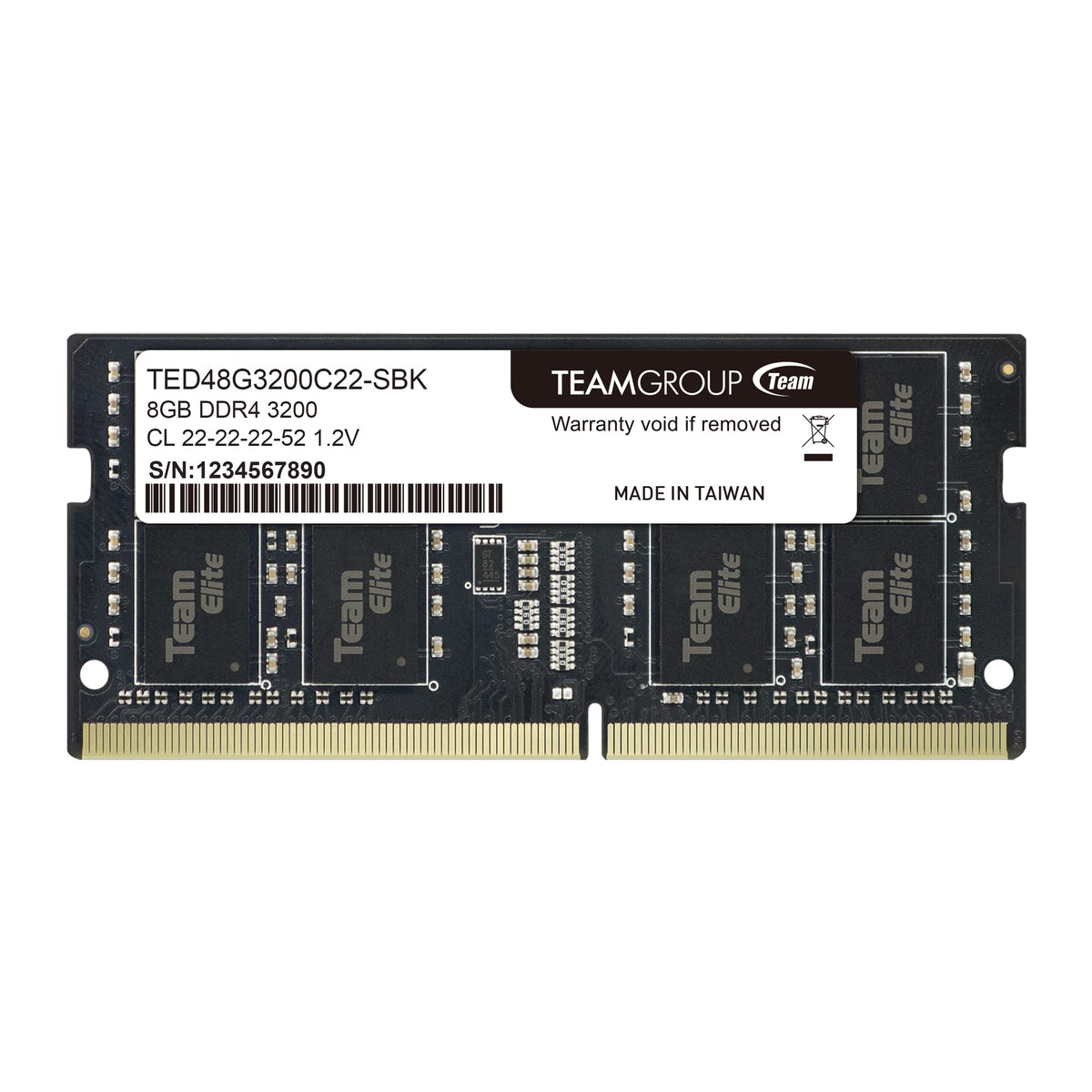 TEAMGROUP Elite DDR4 8GB Single 3200MHz PC4-25600 CL22 (2933MHz or 2666MHz) Unbuffered Non-ECC 1.2V SODIMM 260-Pin Laptop Notebook PC Computer Memory