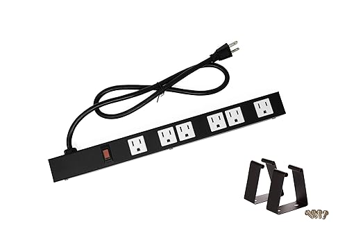 Opentron OT16063 Heavy Duty Metal Surge Protector Power Strip with Mounting Parts 6 White Outlets 3 Feet Power Cord