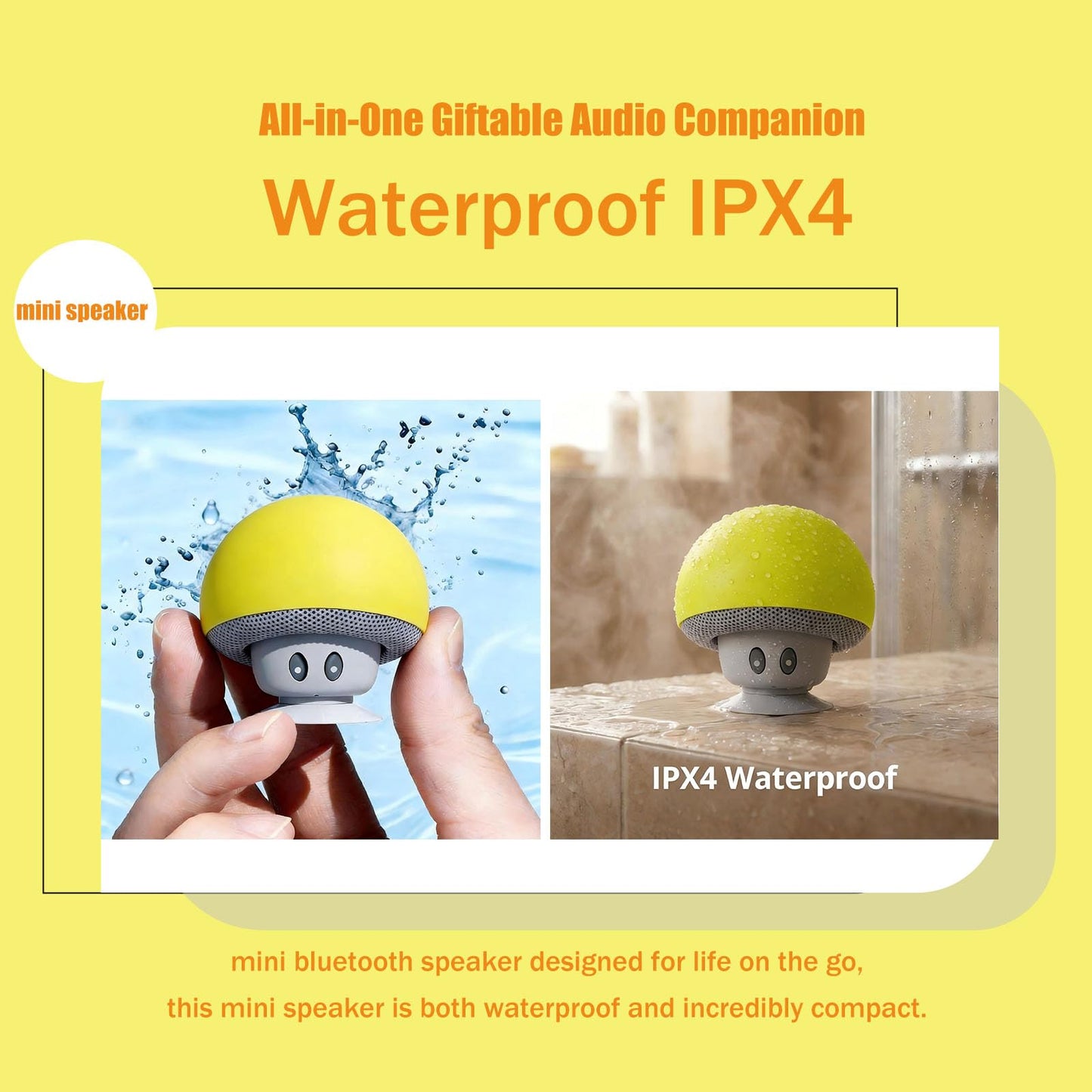 OneAfflatus mini Bluetooth Speaker- Portable Speakers Bluetooth Wireless- Small Speakers 360°HD Stereo Sound, Waterproof Travel Speaker for Shower
