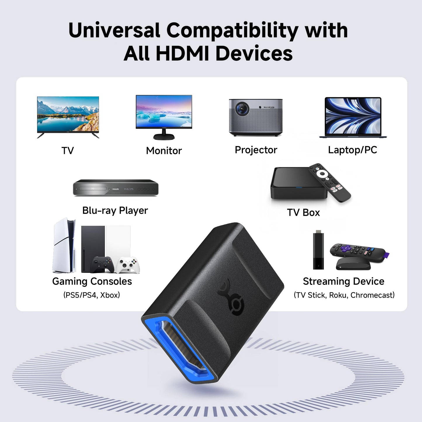 Cable Matters 2-Pack 48Gbps HDMI 2.1 Coupler for 8K@60Hz / 4K@240Hz with HDR, 8K HDMI Extender, Female to Female Adapter, Black