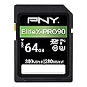 PNY 64GB EliteX-PRO90 UHS-II SDXC Memory Card - R300MB/s W280MB/s, U3, V90, 8K UHD, Full HD, UHS-II for Professional Photographers & Content Creators