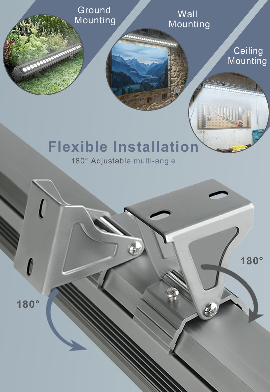 YRXC 36W LED Wall Washer Light Bar, 4000lm 5000K Daylight Linear Strip, 120V Plug in Outdoor Signage Lighting, IP65 Waterproof Anti-Fog Valve, 45°