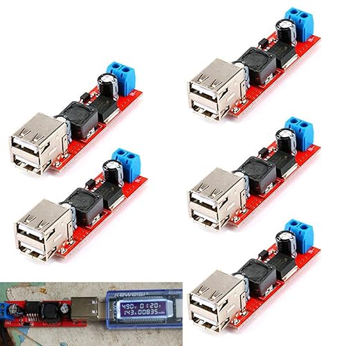 DAOKI 5Pcs Dual USB Step-Down Power Module LM2596 Double USB Step-Down Converter Module DC 6V-40V to 5V 3A Double USB Charge DC-DC 9V/12V/24V/36V…