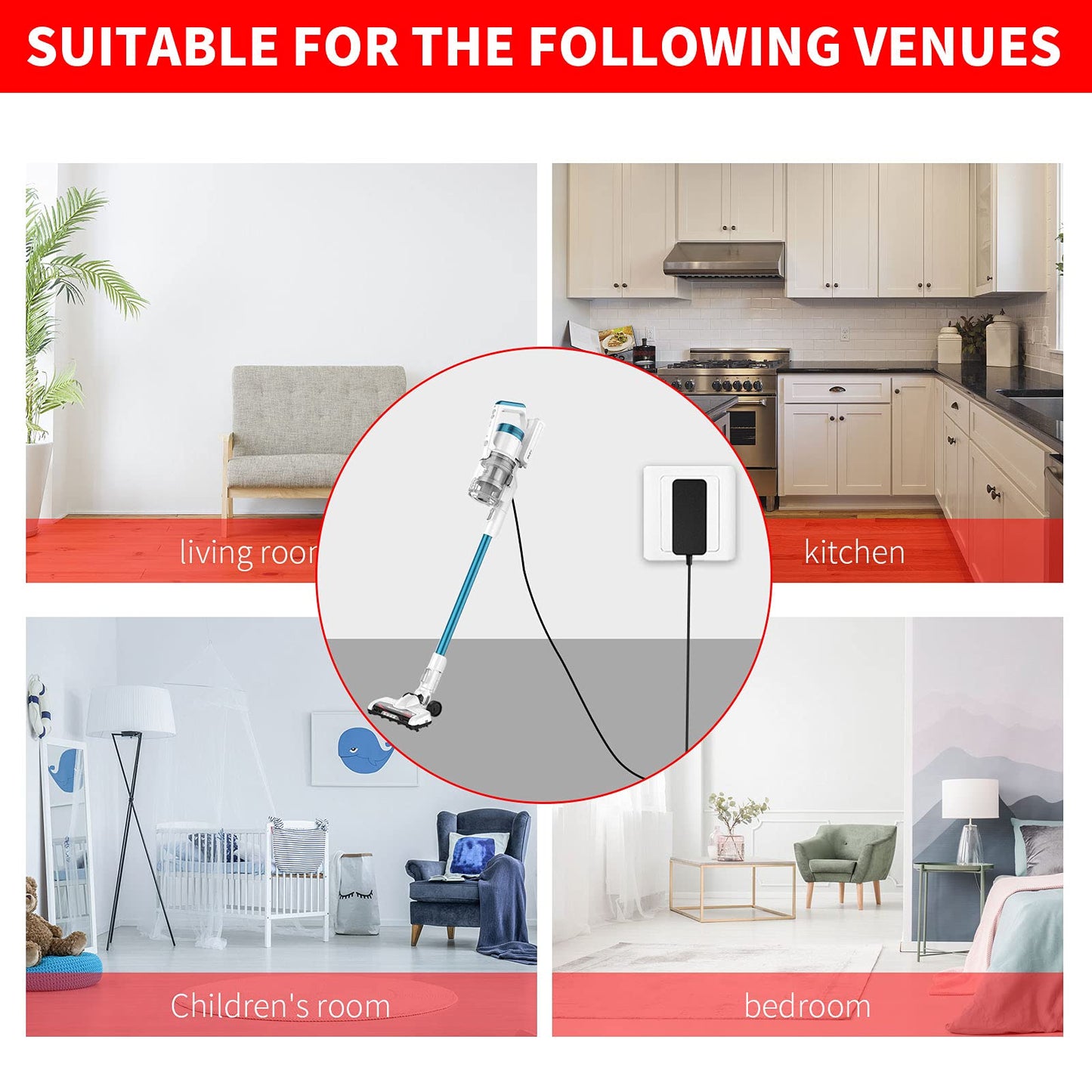 MEROM MC2805A Charger Compatible with Eureka RapidClean Pro Stylus Lightweight Cordless Vacuum Cleaner NEC182 NEC185 NEC186 NEW400 Power Cord Adapter…