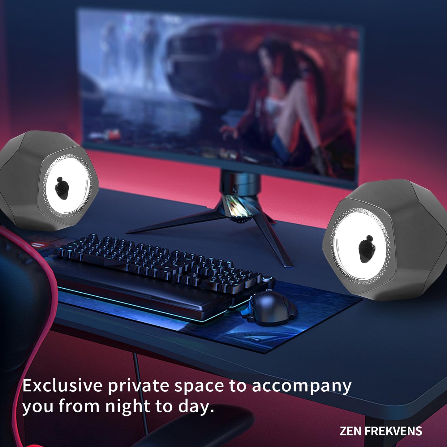ZenFrekvens Dynamic Ferrofluid Bluetooth Speaker with Rhythm LED Light & Dancing Liquid Display - Interactive Audio Visualizer for Gaming, Desktop