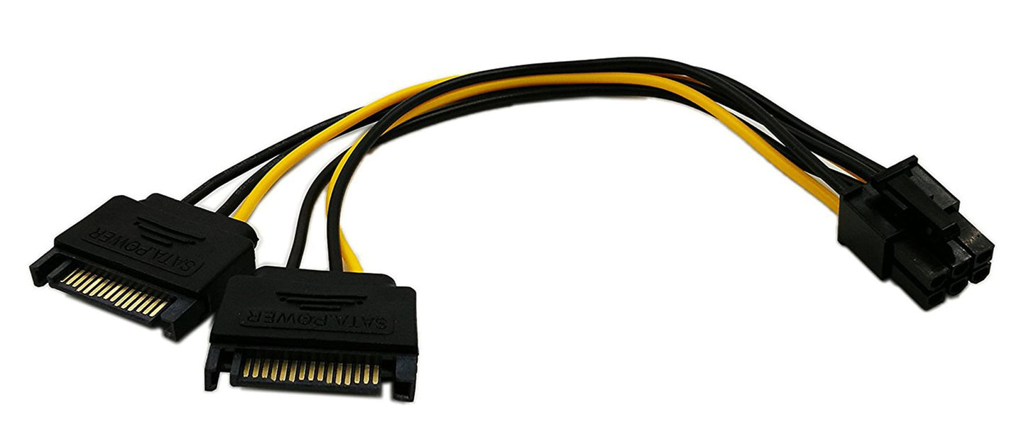 zdyCGTime 6-Inch 6 Pin PCI to 15Pin SATA Power Splitter Express Video Card Power Cable Adapter
