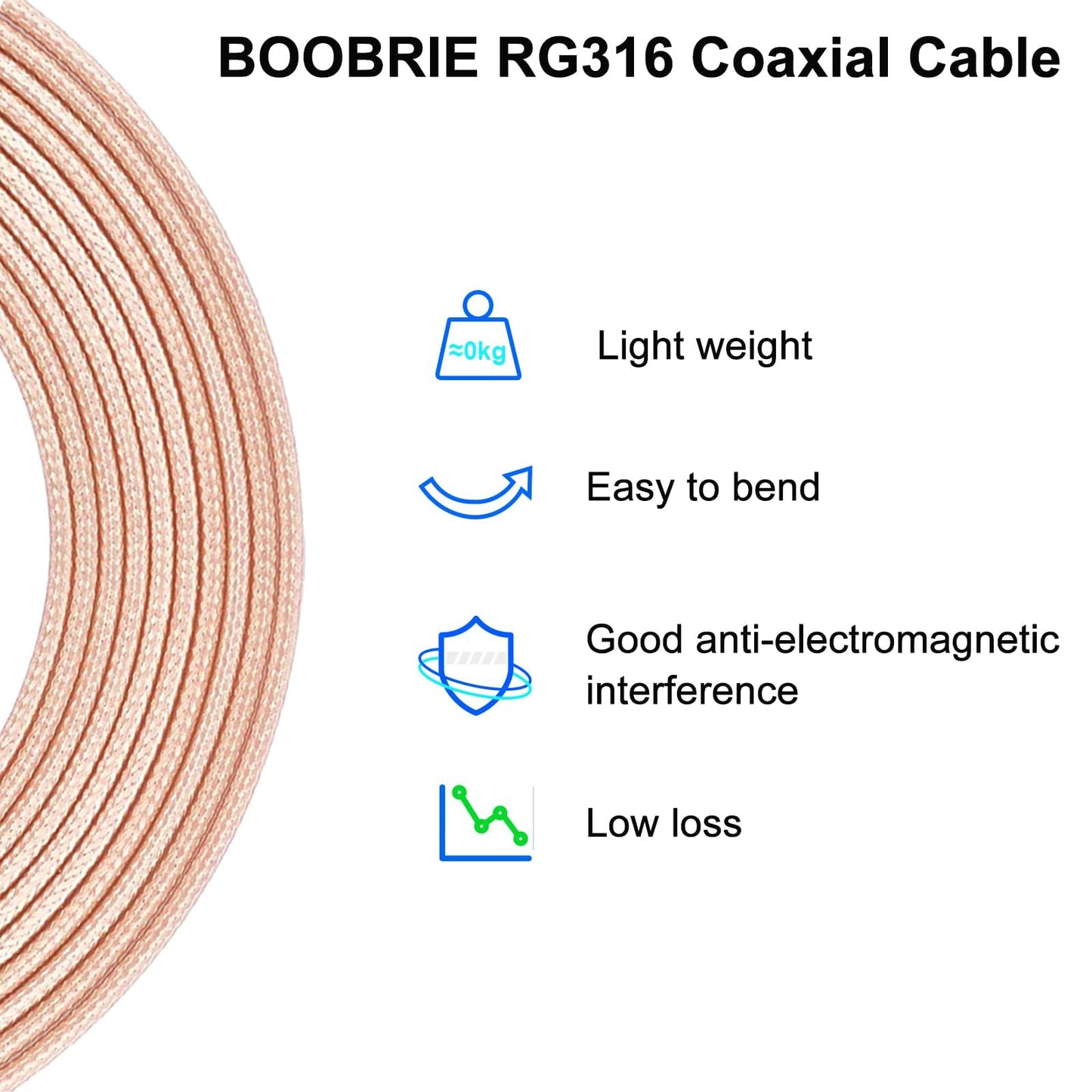 Boobrie 2-Pack SMA Male to SMA Male RG316 Pigtail Jumper Cable 6inch SMA Extension Antenna Cable SMA Male to Male WiFi Wirelessfor SDR Devices Baofeng