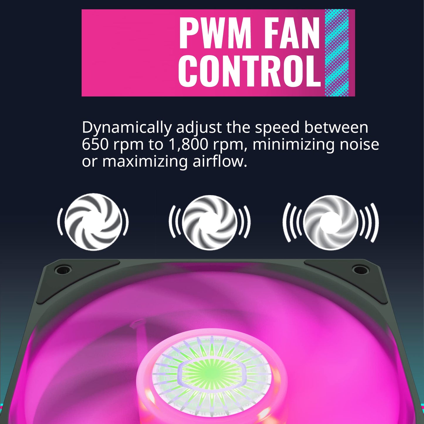 Cooler Master SickleFlow 120 V2 RGB Square Frame Fan, RGB 4-Pin Customizable LEDs, Air Balance Curve Blade, Sealed Bearing, 120mm PWM Control