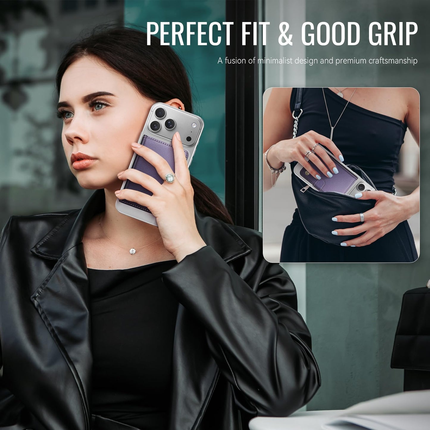ZipFoldy for Magsafe Wallet, Magnetic Phone Wallet with RFID Blocking 6-Card Holder for Men Women Minimalist Slim PU Leather Kickstand for iPhone 17