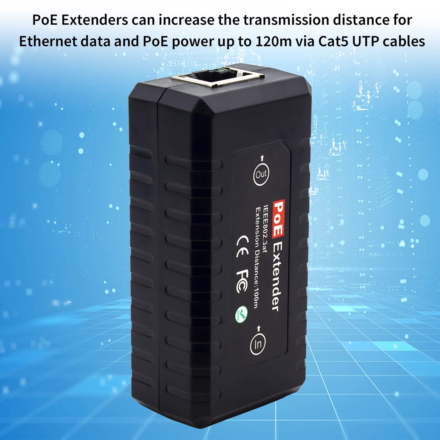 CENTROPOWER PoE Extender Ethernet Repeater 1 Port 10/100