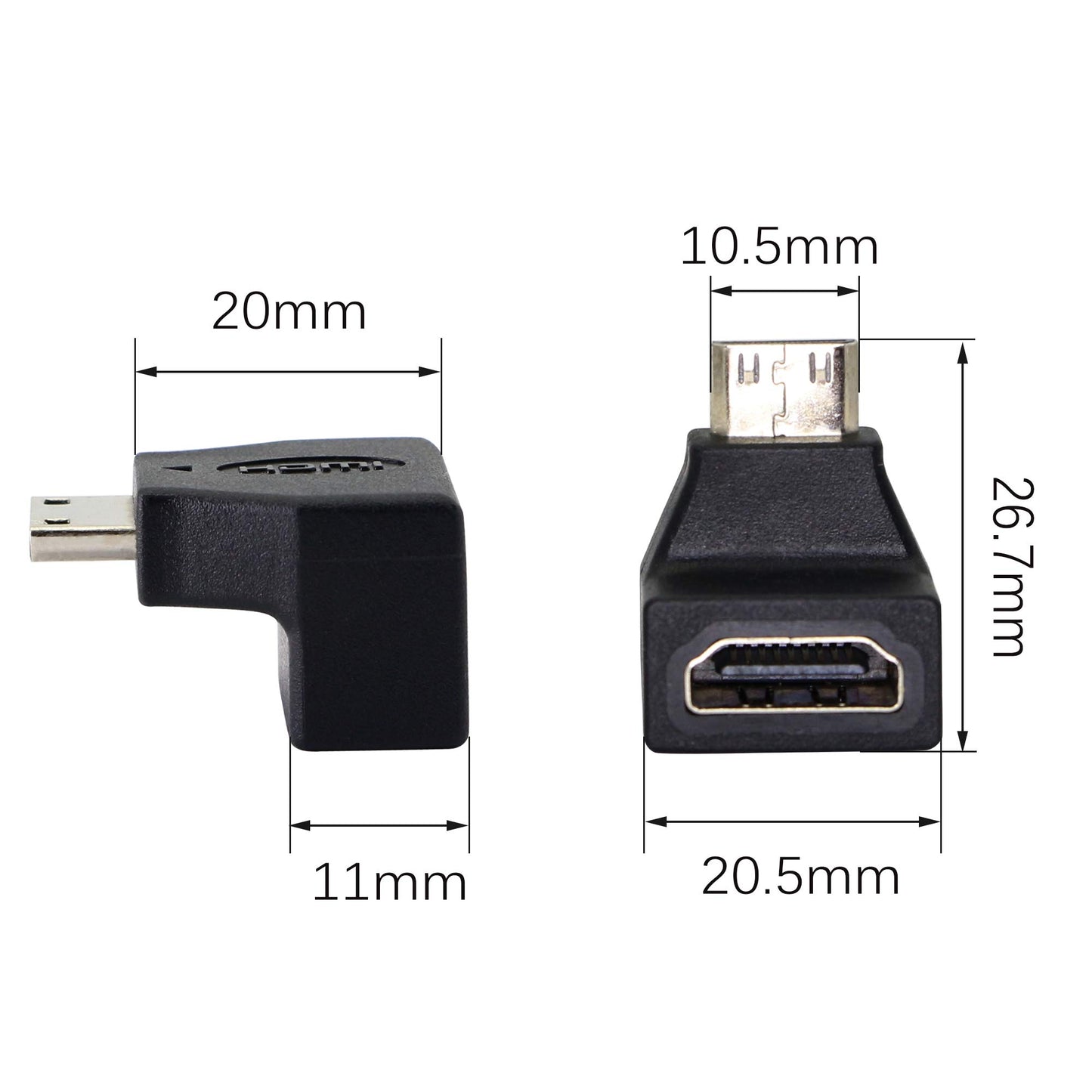Mini HDMI Adapter,Right Angle 90 Degree Mini HDMI to Standard HDMI Connector Support 4K 1080P, YOUCHENG for Cameras, Computers, Projectors?2-Pack?