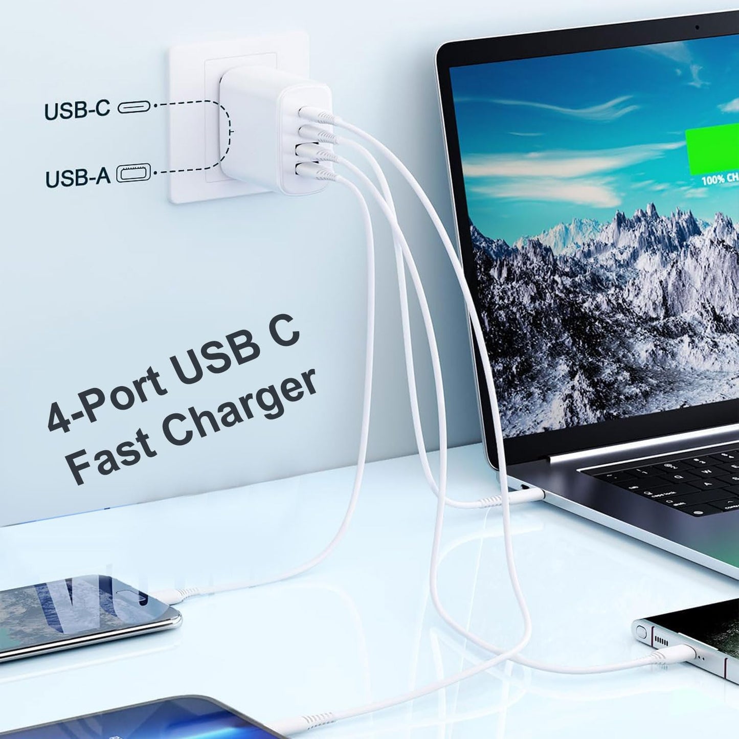 USB c Charger,wall Charging Adapter,USB Charger Block Multiple Ports with C to C Cables for iPhone 16/16 Plus/16 Pro/16 Pro Max/iPhone 15/15 Plus/15