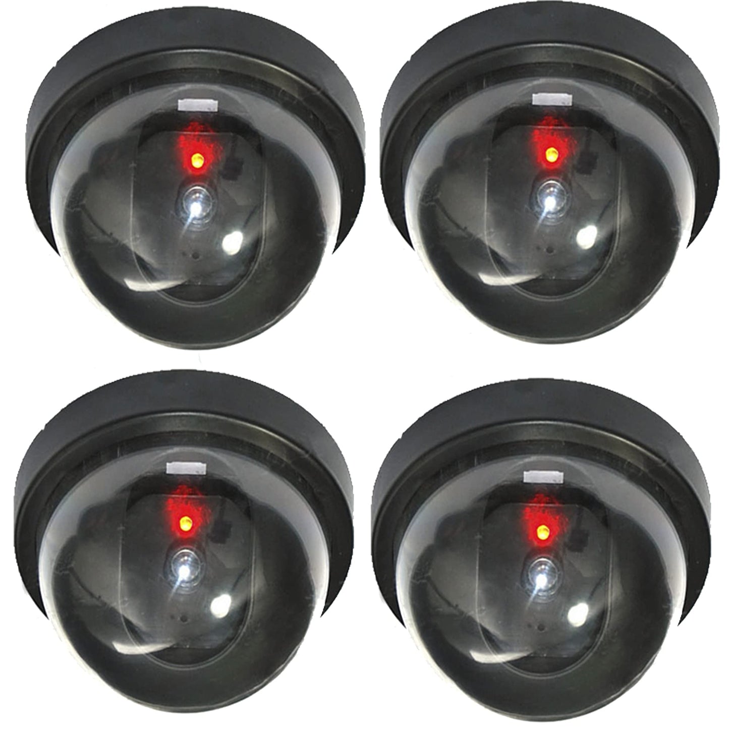 hosecurity (4 Pack Dummy Security Camera, Fake Security Dome Camera with Realistic Look, One Flash Red LED Light for Indoor and Outdoor Use