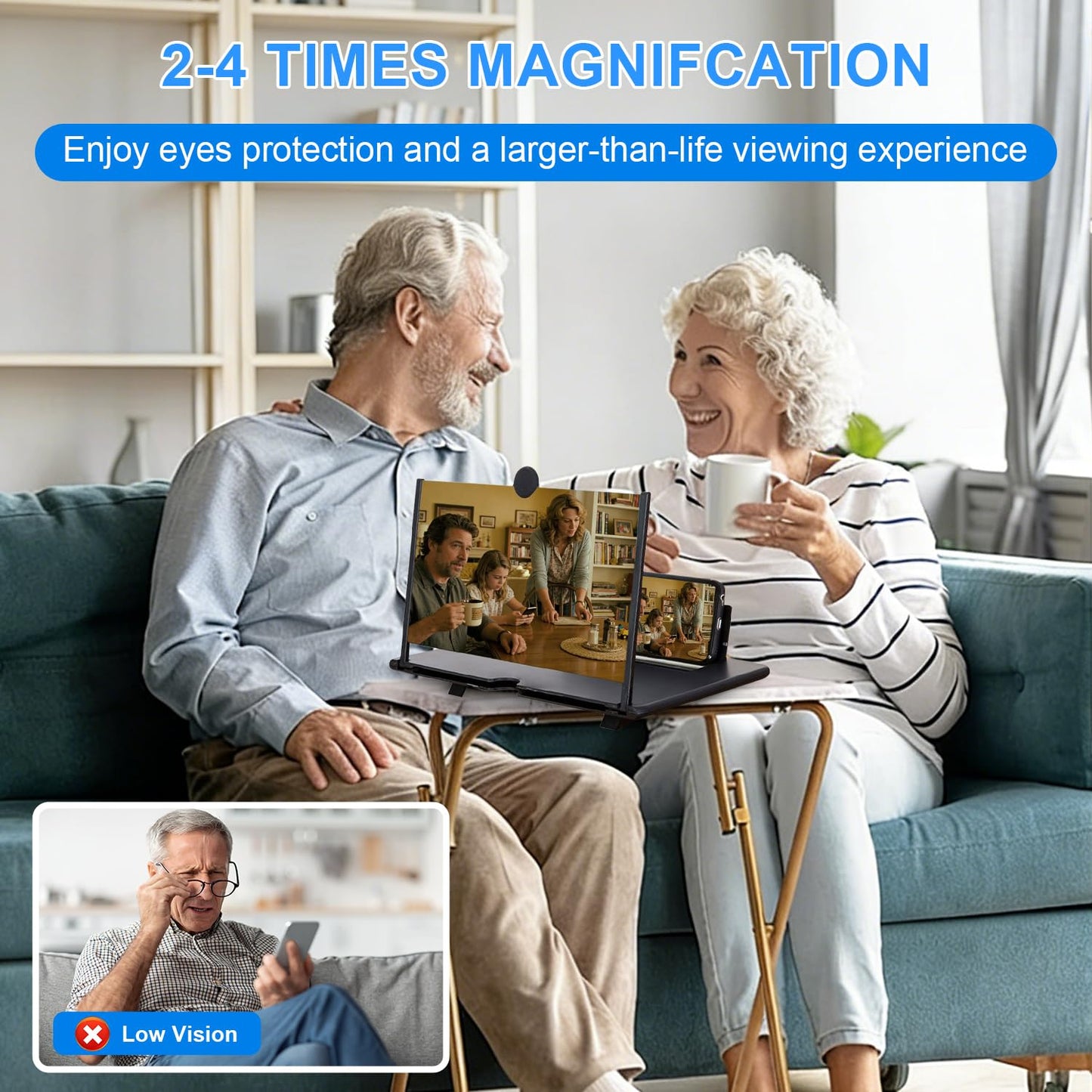 Phone Magnifier Screen, 10inch HD Mobile Screen Magnifier Version Enlarger for Movies Videos Games, Clear, Lightweight Foldable Mobile Phone Holder