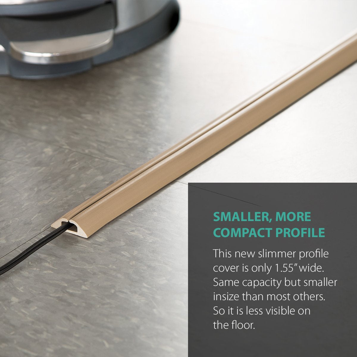 5 FT Compact Single Channel Cord Cover Cable Protector for Floor, Beige