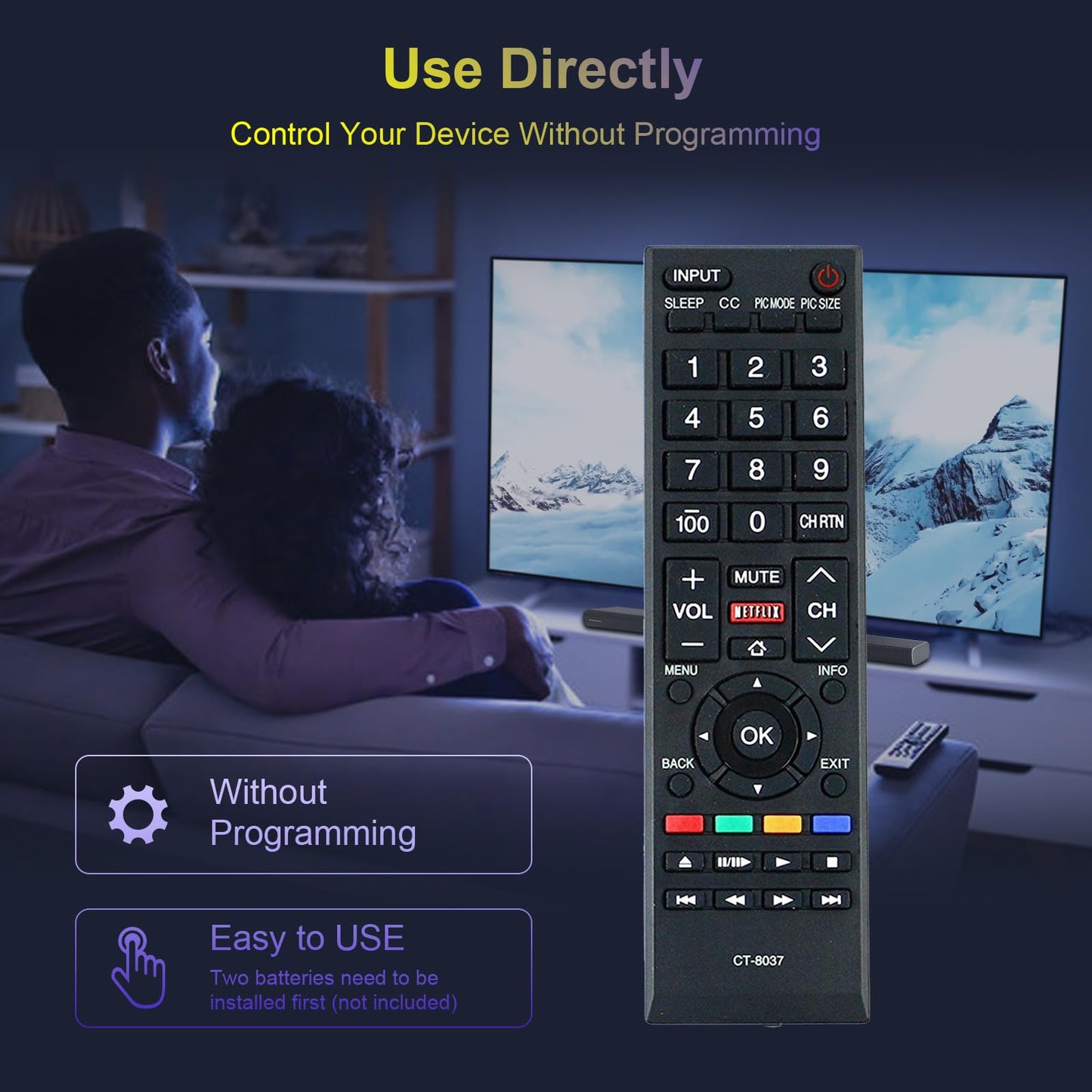 New CT-8037 Replaced Remote Compatible with Toshiba LED SMART HDTV 40L3400 40L3400U 58L5400 65L5400 50L3400 40L3400UC 50L3400U 50L3400UC 58L5400U