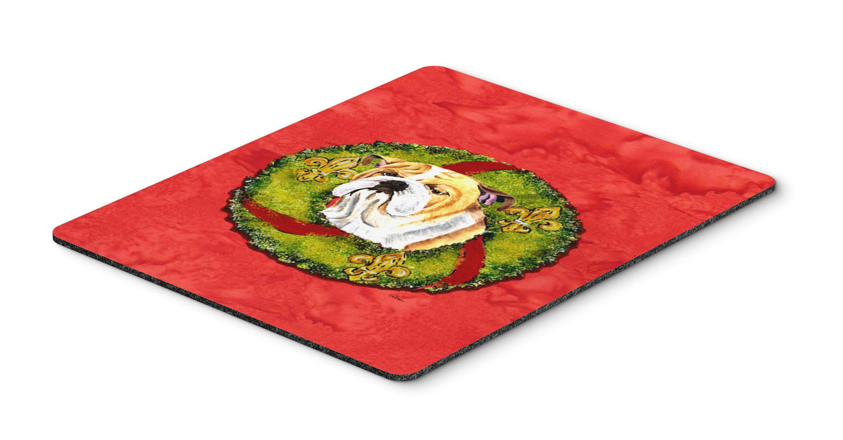 Caroline's Treasures SC9098MP Bulldog English Christmas Wreath Mouse Pad, Hot Pad or Trivet for Home Office Gaming Working Computers Laptop Mouse