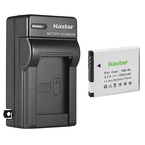 Kastar 1-Pack Battery and AC Wall Charger Replacement for Canon NB-8L NB8L, NB-8LH NB8LH Battery, Canon CB-2LA, CB-2LAE Charger, Canon PowerShot