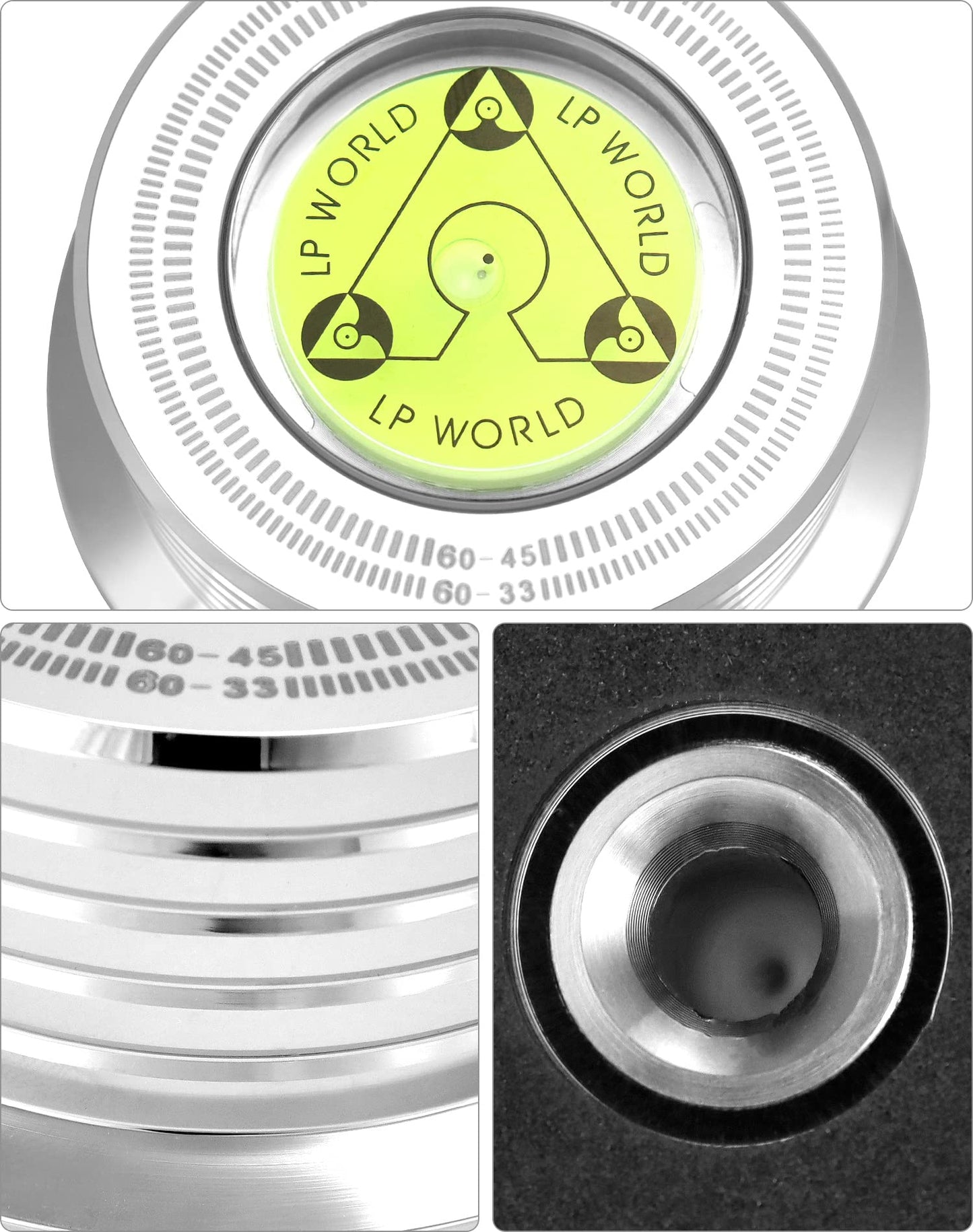 QWORK Record Weight Phono Disc Stabilizer, 60HZ Record Weight Stabilizer, with Bubble Leveling (60Hz, Silver)
