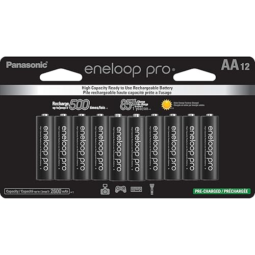 Eneloop Panasonic BK-3HCCA12FA pro AA High Capacity Ni-MH Pre-Charged Rechargeable Batteries, 12-Battery Pack