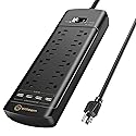 Witeem Surge Protector Power Strip - 12 Outlets,4 USB 6A Ports, 6Ft Extension Cord, 1875W/15A, 4360Joules, Overload Protection - Ideal for Home