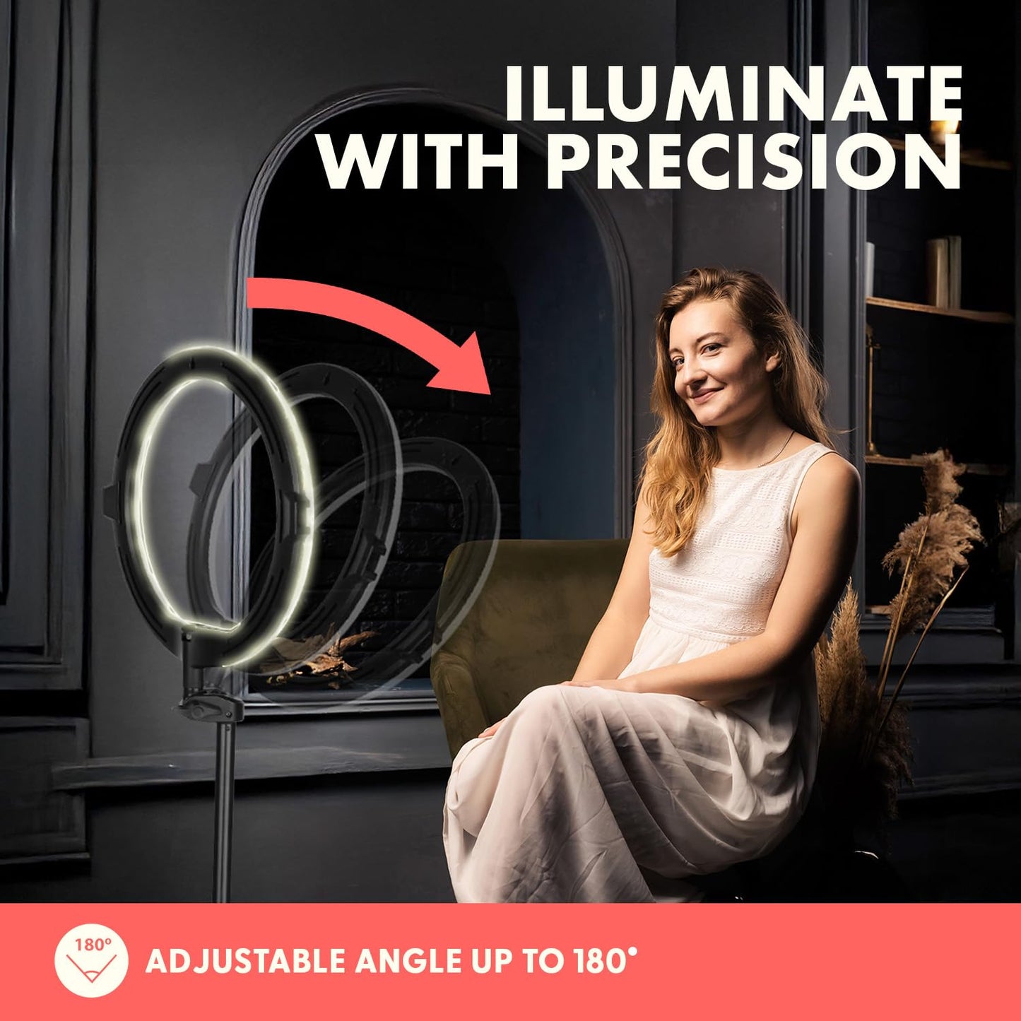 Squatz 11" Selfie Ring Light with 61" Tripod Stand, LED Ring Light with Phone Holder, Wired Control USB, 10 Brightness Levels, 3 Color Modes