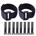 HUAPX Fastening Hook and Loop Cable Straps,10Pack Black Self-Adhesive Cable Ties,Nylon Securing Straps with Buckles,Adjustable and Reusable Cinch