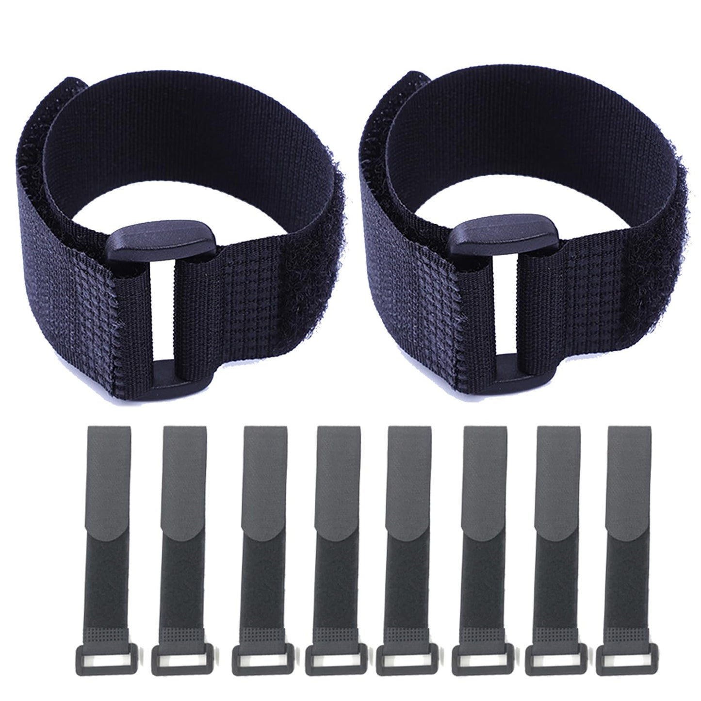 HUAPX Fastening Hook and Loop Cable Straps,10Pack Black Self-Adhesive Cable Ties,Nylon Securing Straps with Buckles,Adjustable and Reusable Cinch