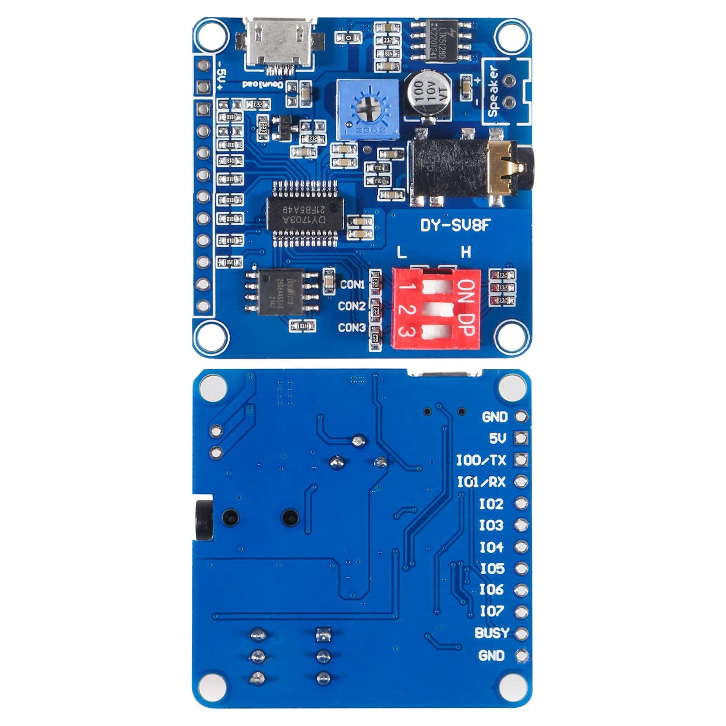 QCCAN 2PCS Voice Playback Module MP3 Player UART I/O Trigger Amplifier Class D 5W 8M Storage DY-SV8F Flash SD/TF Card