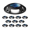 Home Zone 12 Packs Outdoor Solar Deck Light, Black, 120 Lumens Total, Waterproof, Dusk to Dawn, Aluminum Plastic Case for Decor Fence Step Pathway