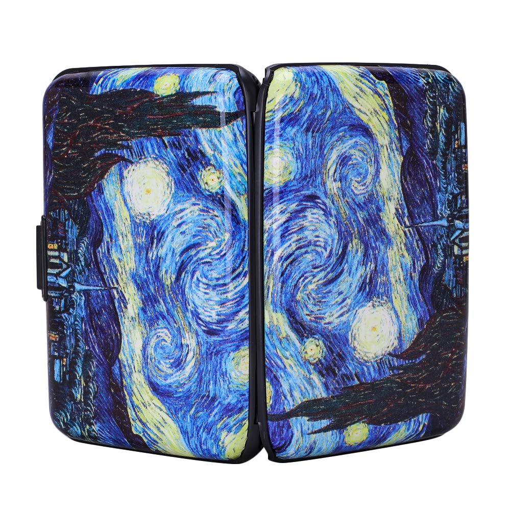 ELFISH RFID Blocking Credit Cards Holder Aluminum Wallet Metal ID Case for Men Women (see moon)