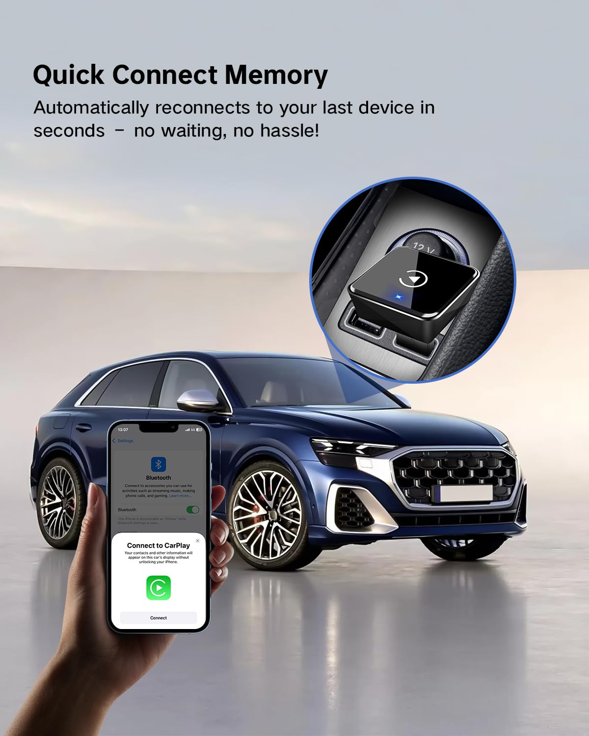 ViaBecs Wireless CarPlay Adapter for iPhone(2025 Upgraded) - Convert Factory Wired to Wireless, Dual-Band 5.8GHz/2.4GHz Wi-Fi, Plug & Play for iOS