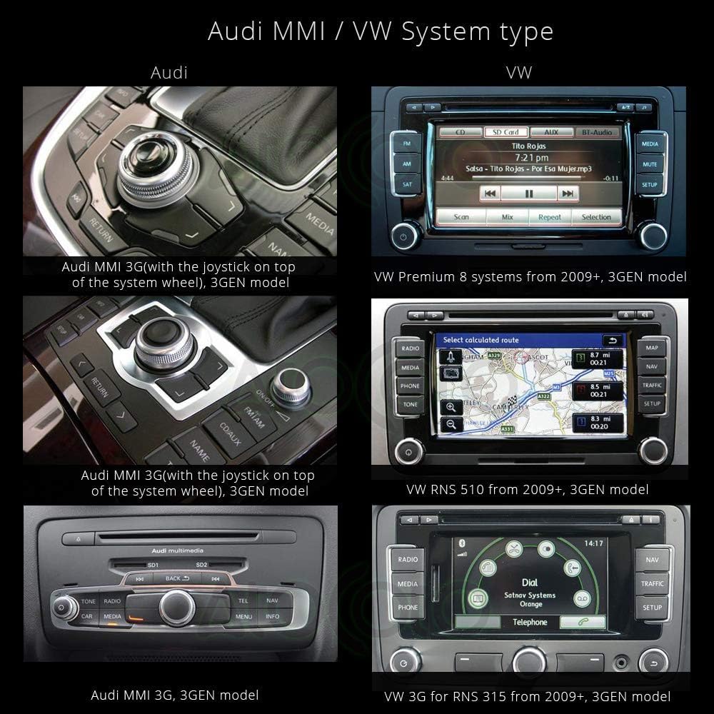 weevoo AMI MDI MMI Interface Bluetooth Module AUX Receiver Cable Adapter for Audi VW Radio Stereo Car Wireless A2DP Audio Input(MMI 3G)