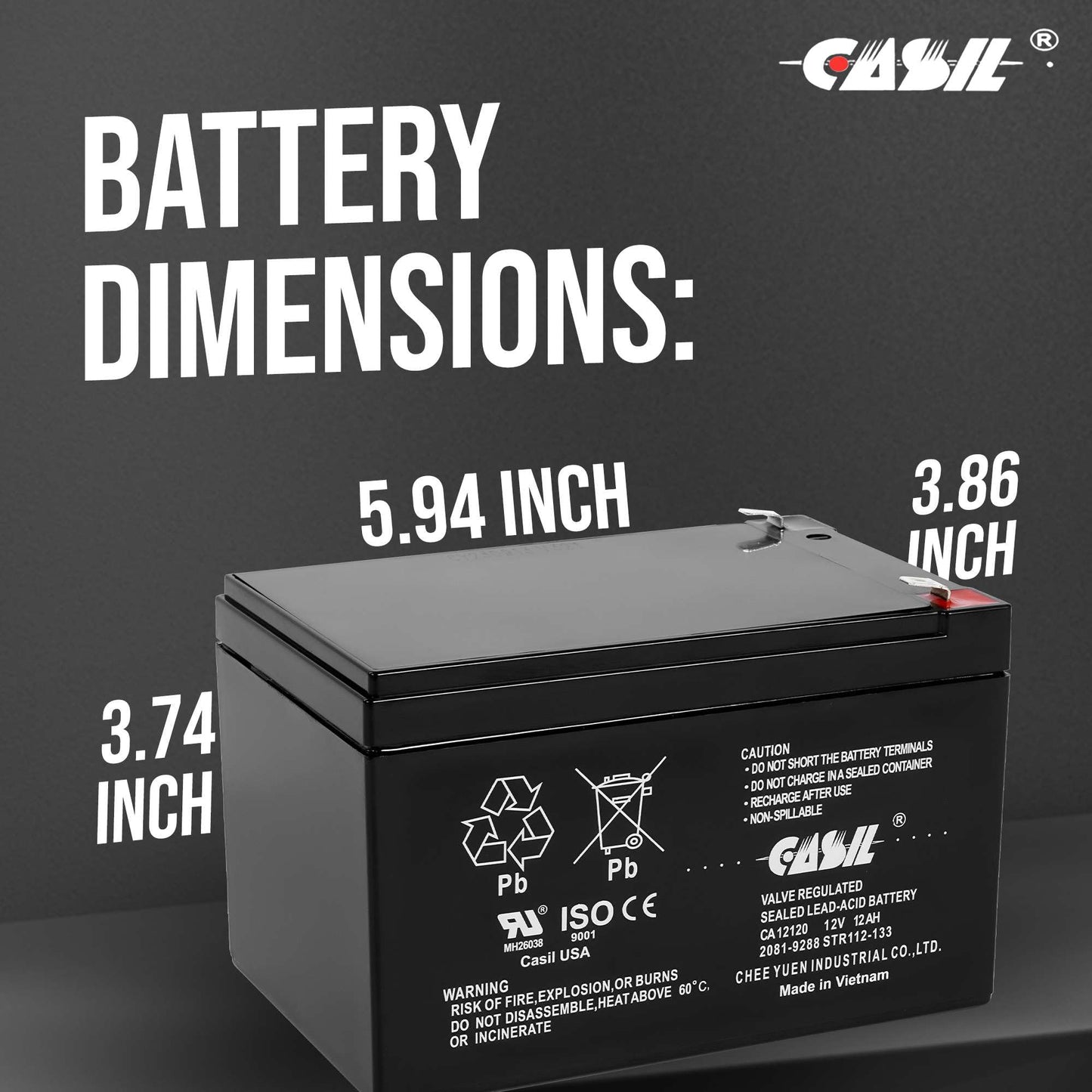 Casil 12V 12Ah SLA AGM Replacement Battery (2 Pack) | Compatible with Go-Go Mobility Elite Traveller SC40E SC44E | Sealed Lead Acid Mobility Scooter…