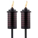 TIKI Metal Black & Orange Easy Install Outdoor Torches, 2-Pack - 65-Inch Decorative TIKI Torches for Patio, Lawn, Backyard & Garden