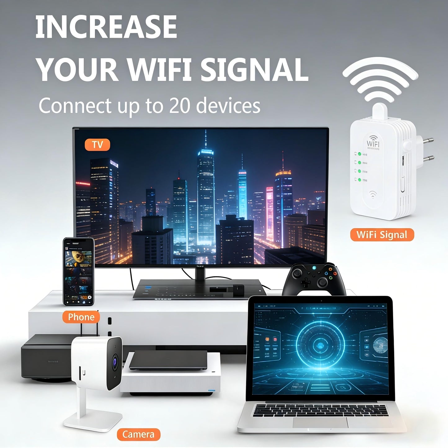 WiFi Repeater Signal Booster, 2026 Best WiFi Extender with Ethernet Port, WiFi Booster Dual Band 5GHz/2.4GHz, Up to 9800 Sq.ft and 60 Devices, Stable
