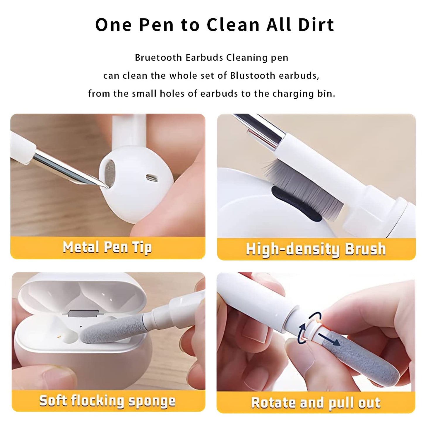 Bluetooth Earbuds Cleaning Pen,Cleaner Kit for Airpods Pro,Earbud Cleaning Kit,Multifunction Headphone Cleaning Pen Tool with Soft Brush Suitable