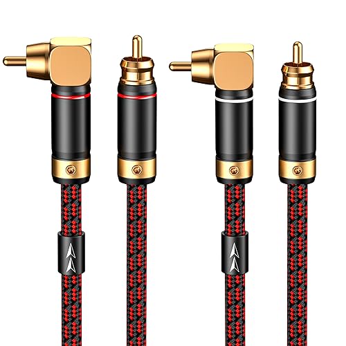 Primeda Audiophiles RCA/Phono Cable 2 RCA Male to 2 RCA Male HiFi System Interconnect Cable Braided for Home Cinema Subwoofer Amplifiers Blu-ray