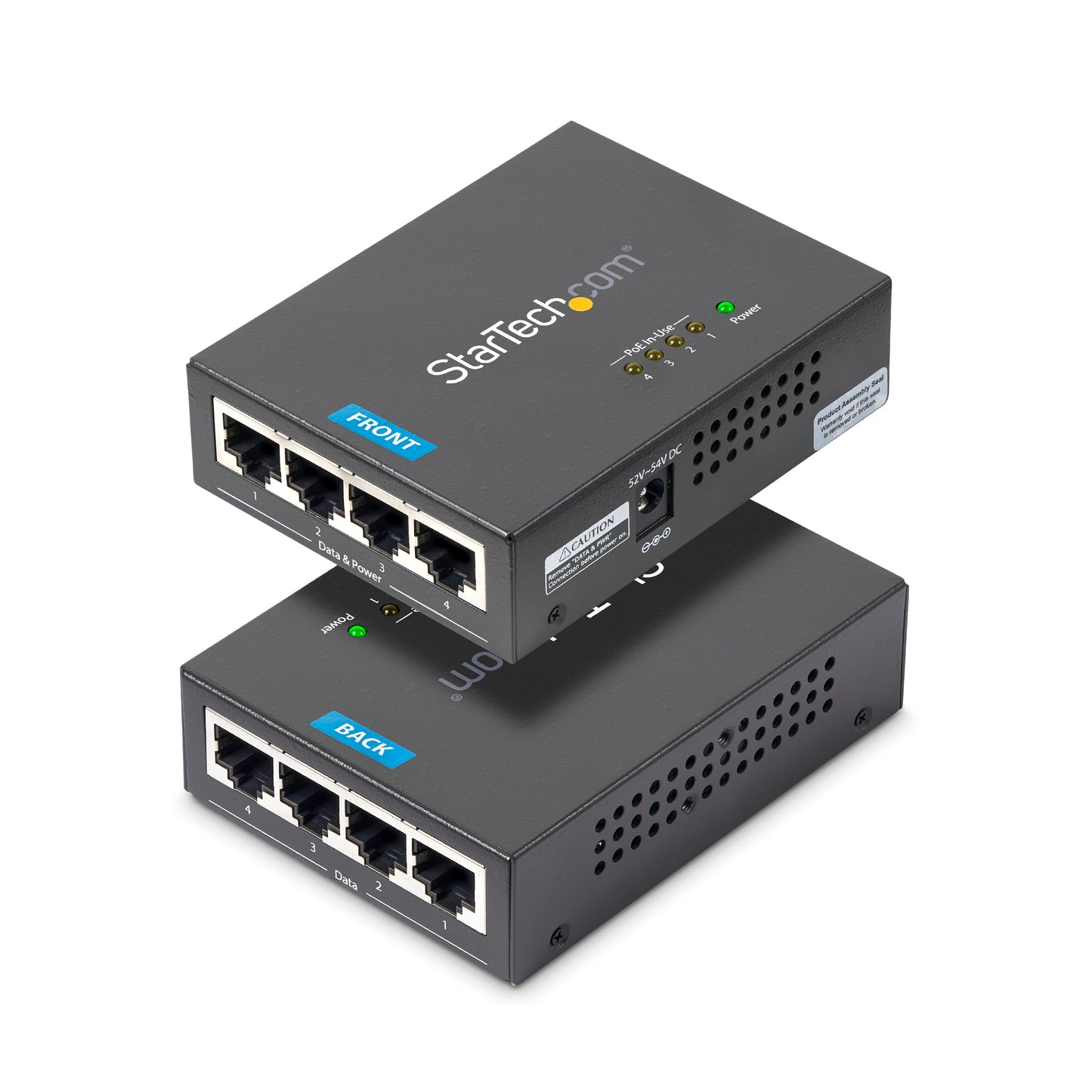 StarTech.com 4 Port Gigabit Midspan - PoE+ Injector - 802.3at and 802.3af - Wall-mountable Power over Ethernet Midspan , TAA (POEINJ4G)