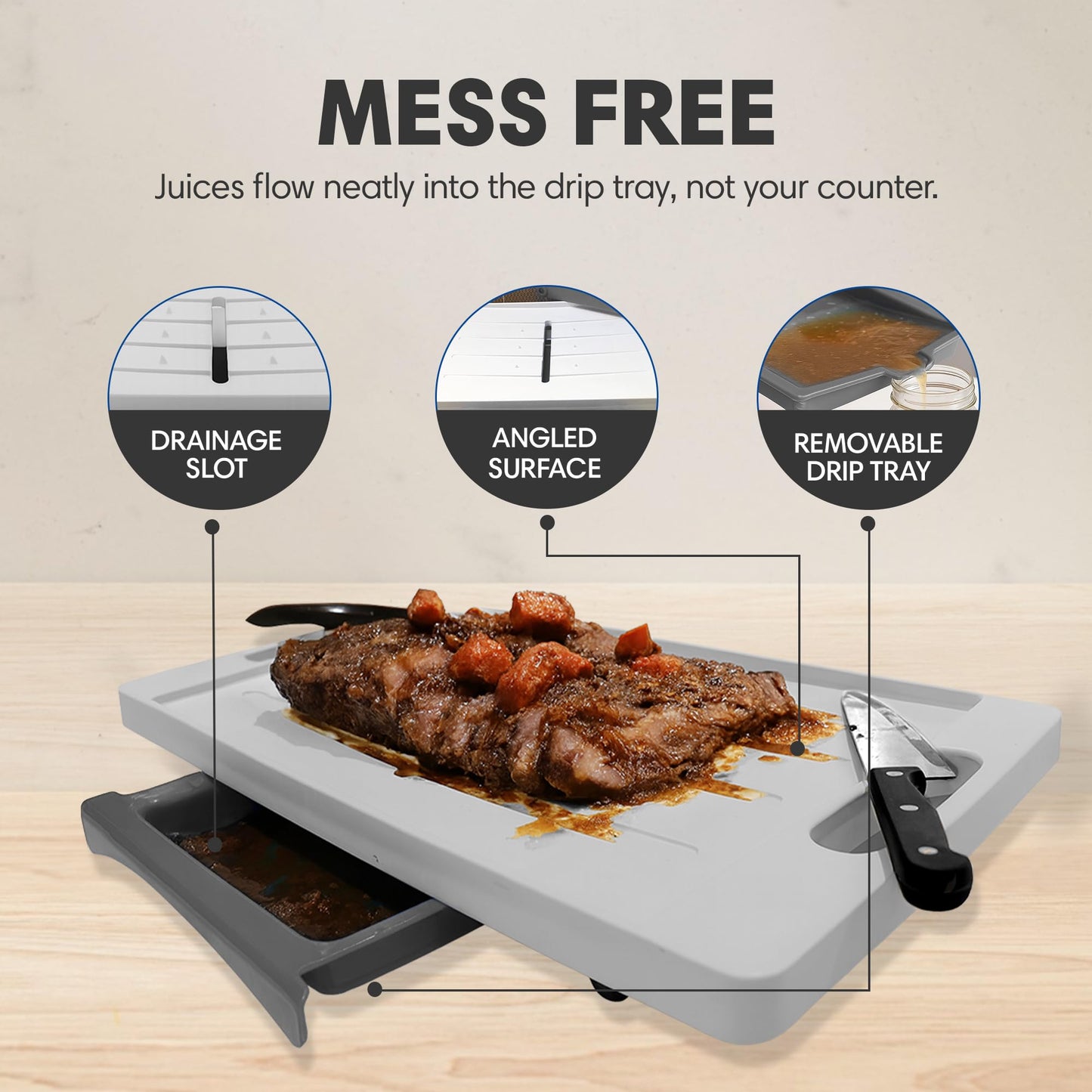 XL Meal Prep System Cutting Board - Large Cutting Board with Juice Groove, Spikes, Drip Tray & Removable Surface - Carving Board - BBQ Essential…