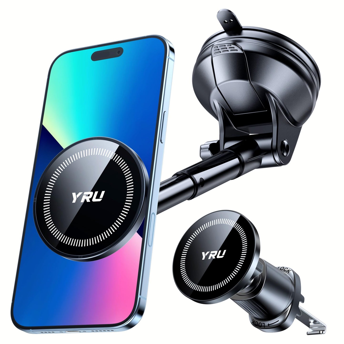 YRU Upgraded Magnetic Phone Holder Car?Patented & Super Magnet? for MagSafe Mount Dashboard Windshield Vent Magnet Phone Cradle Stand for iPhone 17 16