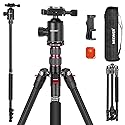 NEEWER 77” Camera Tripod Monopod with Phone Holder, Portable Travel Tripod with Remote, 360° Ball Head, 2 Axis Center Column, Arca QR Plate and Bag