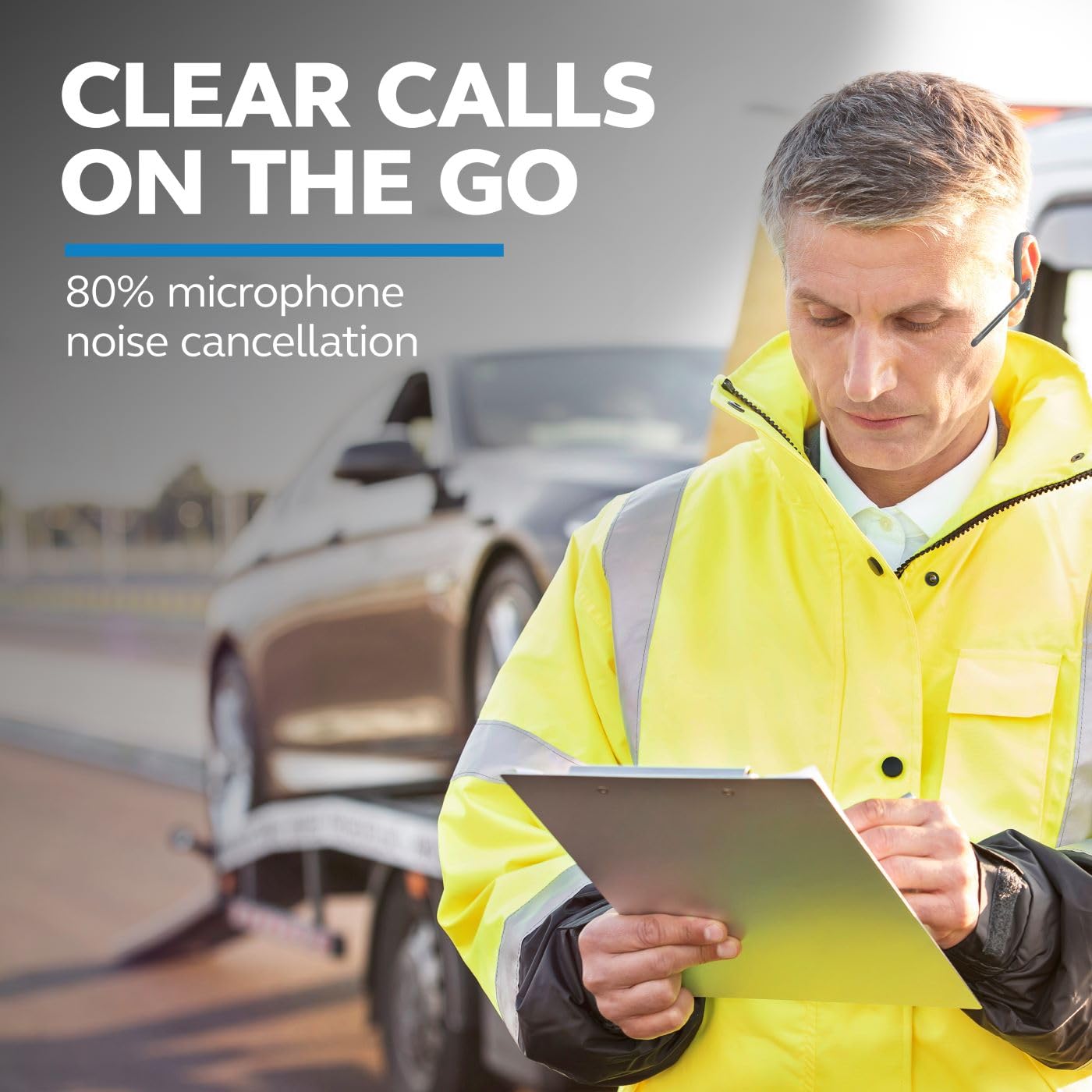 BlueParrott M300?XT SE Mono Bluetooth Wireless Headset, 80% Noise Cancelling Open?Ear Earpiece for Everyday Driving and Work Calls, Compact with IP54